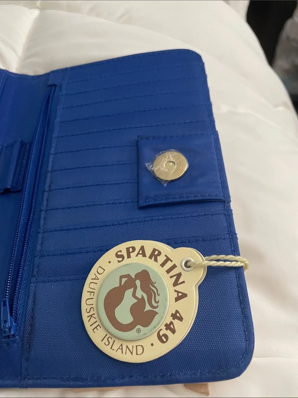 Spartina 449 Coastal Map Zip Wallet - Blue, Cream, Tan, Orange